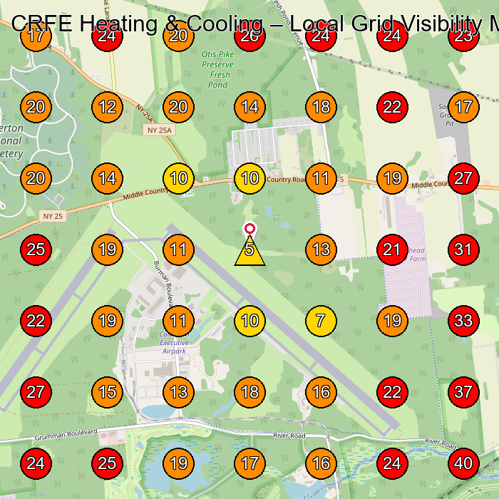 CRFE Heating & Cooling GeoGrid visibility map for Hvac Contractor in None
